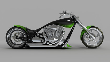 macho  custom bike or motorcycle side view