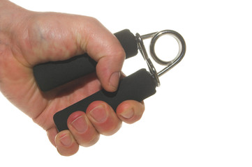 Occupational Therapy - Exercising with a hand gripper.