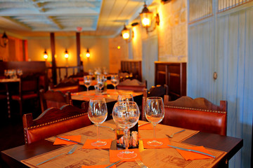 A view of a restaurant interior