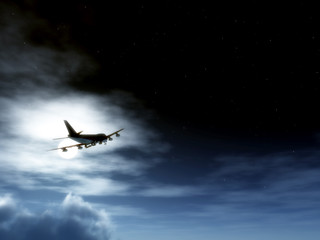 Plane In Flight At Night 3