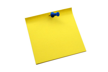 Yellow note with pin 