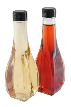 Bottles of white and red vinegar