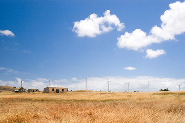 An old farmhouse and dilapidated buildings