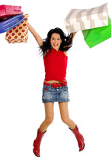 Jumping shopping girl