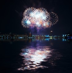 A collage of exploding fireworks