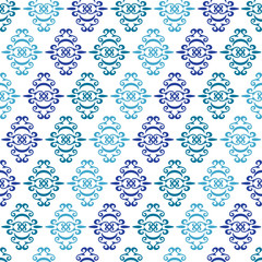 Seamless blue ornament pattern on white