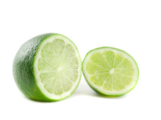 healthy green lime fruit, isolated on white