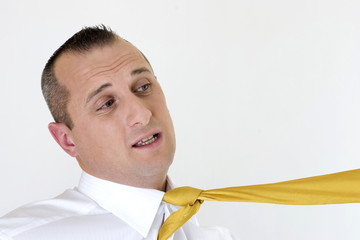 problem of tie for a businessman on whrite background