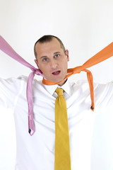 problem of tie for a businessman on whrite background