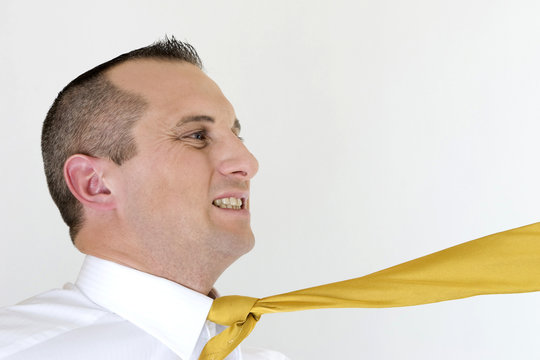 problem of tie for a businessman on whrite background