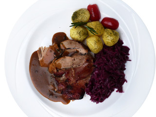 Putenfleisch mit Rotkohl