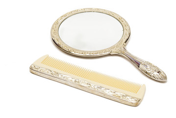 Silver Mirror and Comb Set