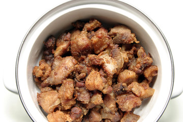 pork meat in a pan