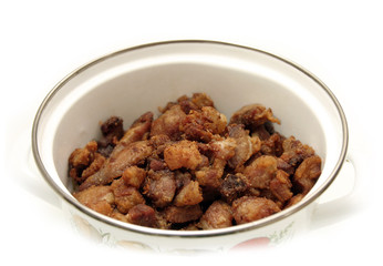 pork meat in a pan