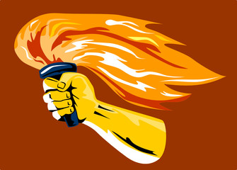 Hand with flaming torch