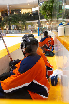 Hockey Team on Bench