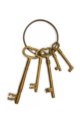 Key ring with skeleton keys made out of brass