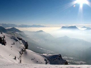 Vue du sommet du Margeriaz, Bauges, Savoie, France