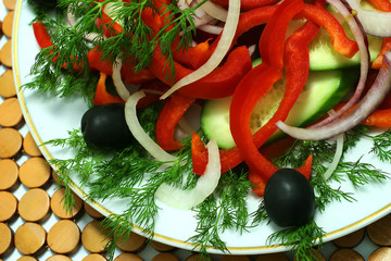 Vegetable salad with black olives