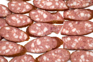 object on white - food- boiled sausage