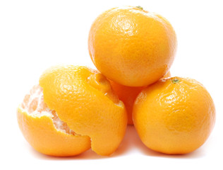 Tangerines on white background