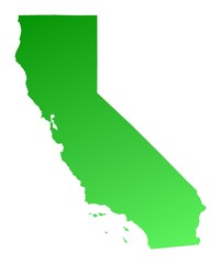 Green gradient California map, USA