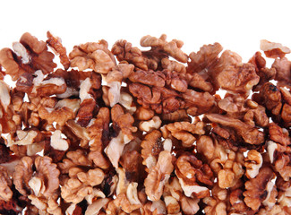 Walnut detail background on white background