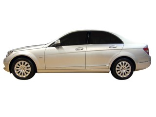 silver luxury limousine isolated