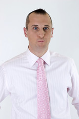 expression face of the actor on a whrite background