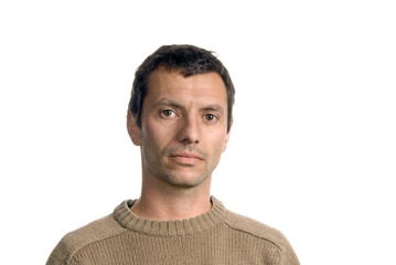 young casual man portrait in white background