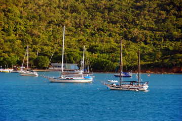 Sailboats near the US Virgin islands