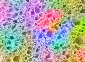 Colorful sponge in closeup