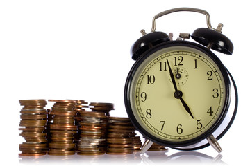 time is money, concept with uk coins