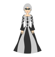 Historical Harlquin Gary Haired Woman