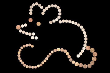 mouse, symbol 2008 year - silhouette of coins