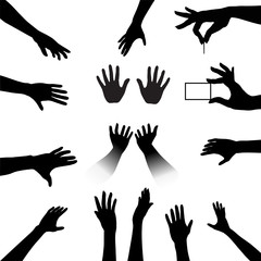 People Hands Silhouettes Set
