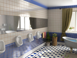 the luxury toilet interior (3D rendering)