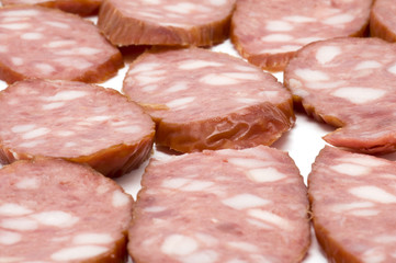 object on white - food- boiled sausage