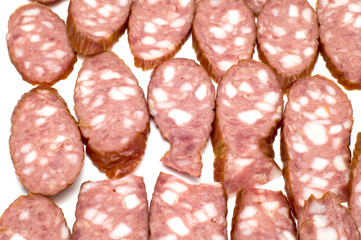 object on white - food- boiled sausage