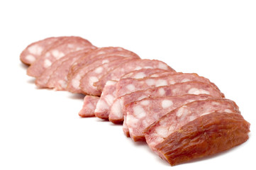 object on white - food- boiled sausage