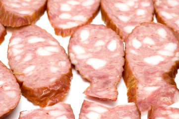 object on white - food- boiled sausage