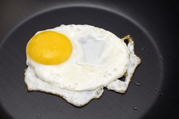 object on black - food- fried eggs