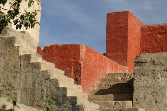 Red and White colors of old monastery Santa Catalina 