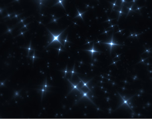 Fractal white stars on black background - night sky