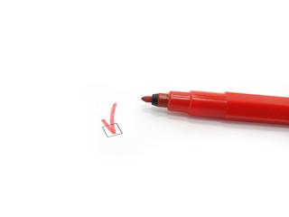 red felt-tip-pen on a white background