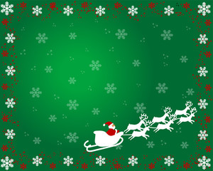 postal de navidad con santa claus sobre fondo verde