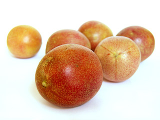 Passiflora (passion fruit) on white background.