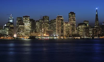 Fototapeten A view of San Francisco downtown at Christmas at dusk © Stas