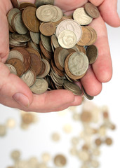 woman hands, keeping money coins
