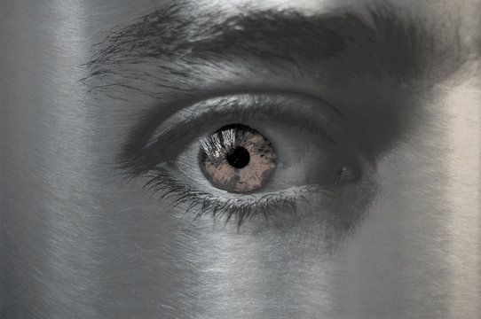 Metalic Man with Skin aluminum grey and eye color